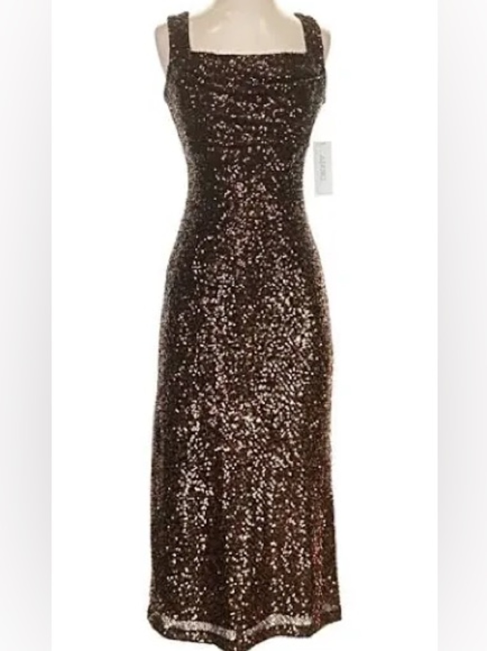 NWT New DKNY New York Brown Sequin Cowlneck Dress 2 Cocktail Party
